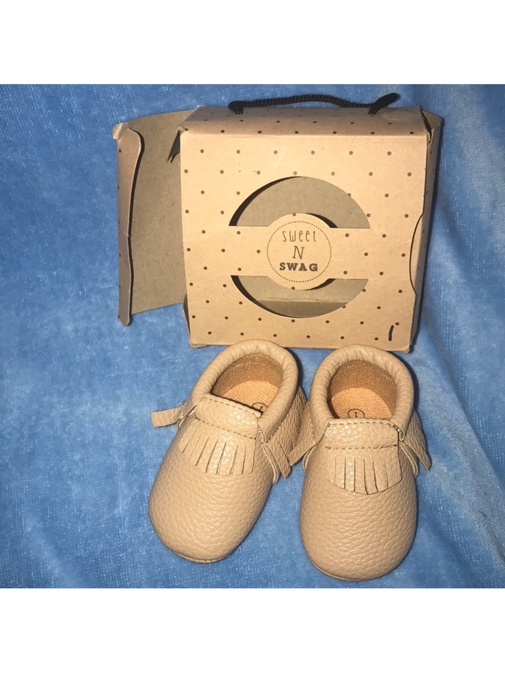 Sweet N Swag size 1 Tan Baby Moccasin Shoes New in box